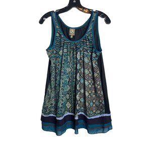 ANTHROPOLOGIE ONE SEPTEMBER WOMEN'S BOHEMIAN TRAPEZE TUNIC TOP SZ XS